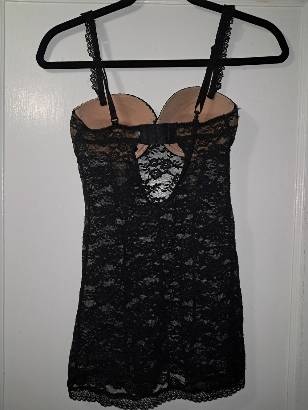 Adore Me Black Lace Floral Chemise Slip Dress Nighty With Nude Cups EUC | Sz XS - Picture 5 of 10